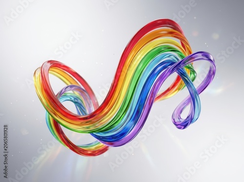 Colorful composition portraying rainbow ribbons floating gradient with elegant details