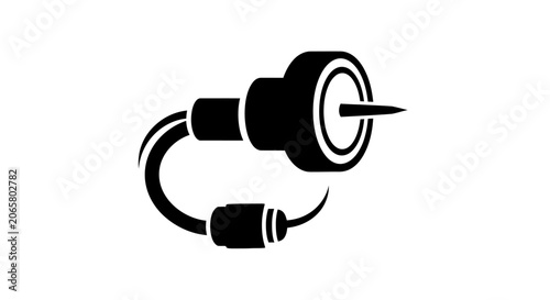 Black Silhouette Icon of a Medical Syringe and Needle