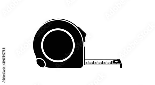Black Silhouette Icon of a Measuring Tape Tool