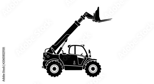Black Silhouette Icon of a Telescopic Handler Construction Vehicle