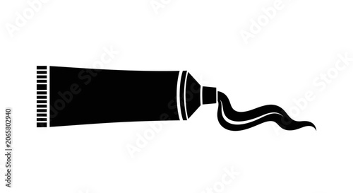 Black Silhouette Icon of a Squeezed Tube of Paint or Toothpaste