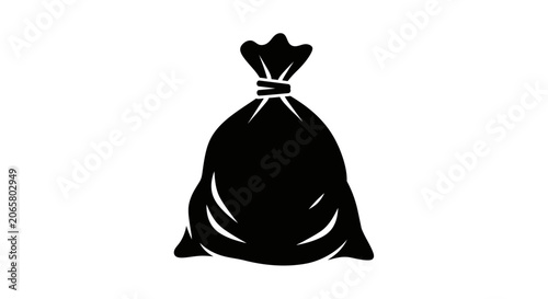 Black Silhouette Icon of a Tied Sack or Bag