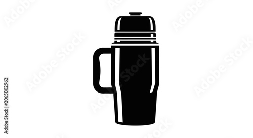 Black Silhouette Icon of a Travel Mug with Handle