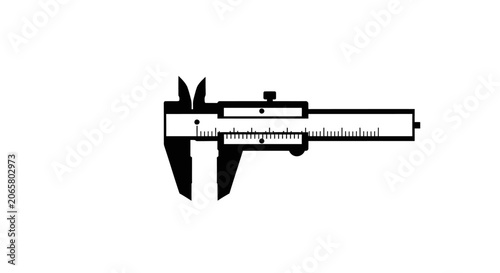 Black Silhouette Icon of a Vernier Caliper Measuring Tool