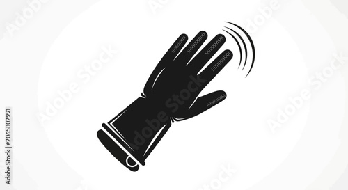 Black Silhouette Icon of a Waving Protective Glove