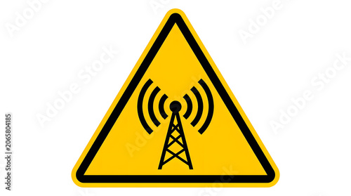 Non ionizing radiation warning sign vector icon for wireless frequency hazard