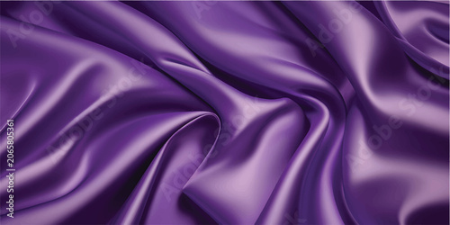 Elegant purple and violet silk fabric texture with soft flowing satin waves creates a smooth, luxury shiny material backdrop for design