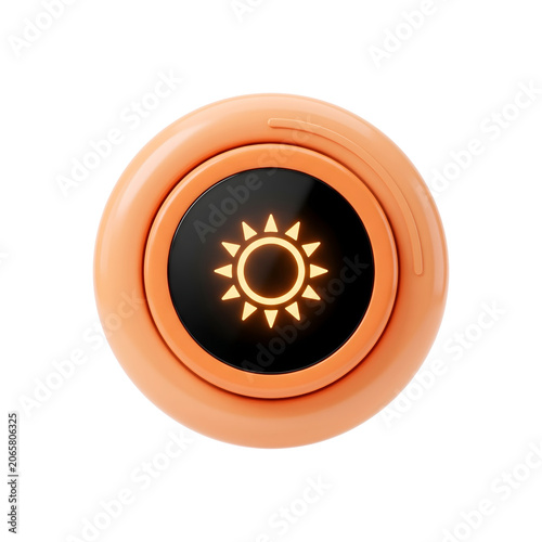 Isolated 3D smart home thermostat dial illustration