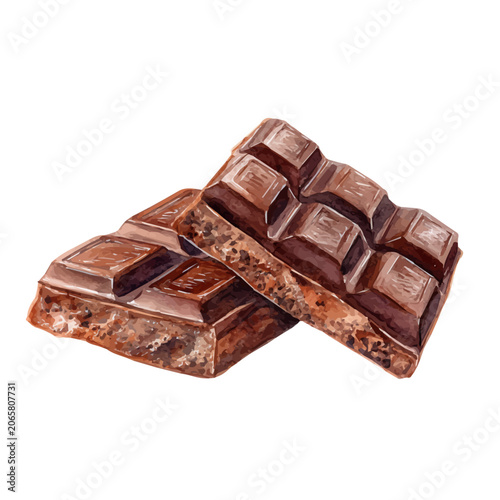 Photography Chocolate watercolor vector illustration, high-quality artwork isolated on a pure white background