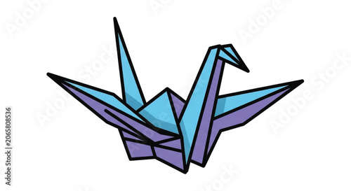 Colorful Origami Crane Bird Design.