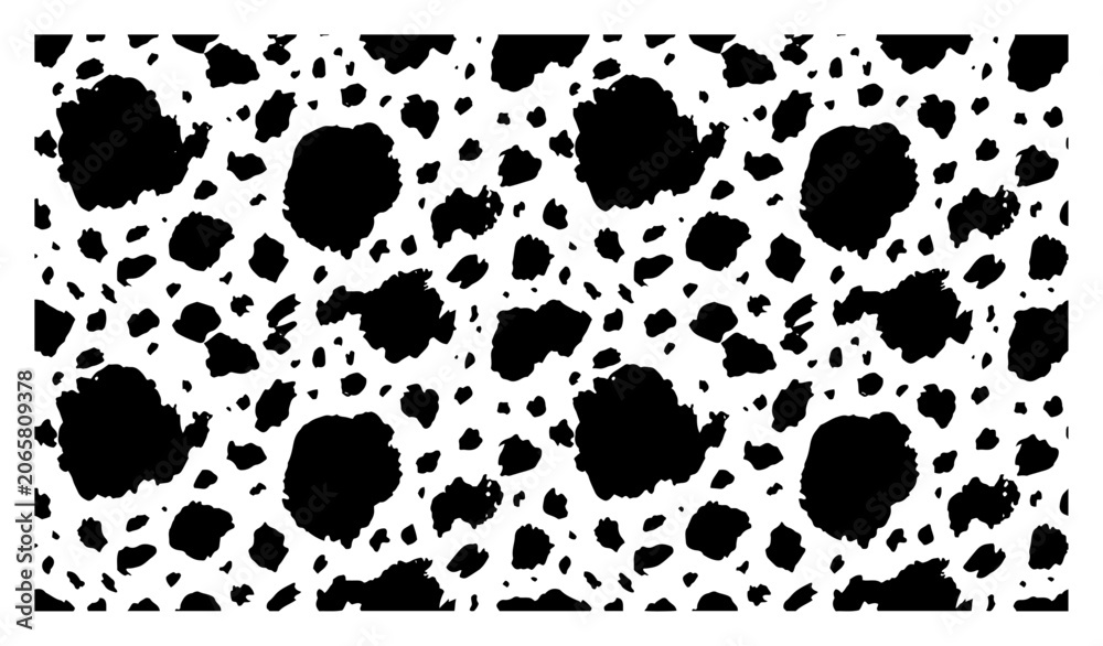 Fototapeta premium Irregular organic spots and splatters form a natural seamless pattern in a monochrome animal skin style