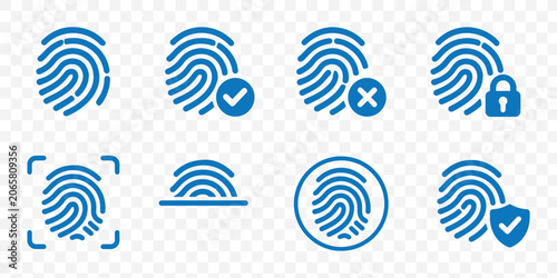 Fotografie Fingerprint scan icons collection in black