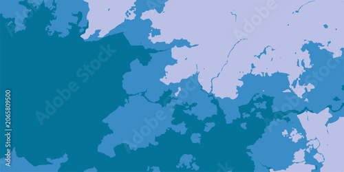 Schilderij op canvas Abstract Cartography A stylized abstract map in varying shades of blue, depicting landmasses and water bodies with a clean, modern aesthetic, perfect for a graphic resource