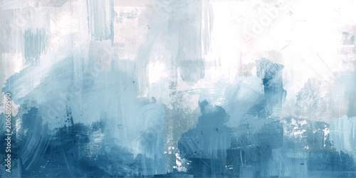 Foto Abstract Azure Flow An ethereal watercolor abstract art piece features flowing brushstrokes in varying shades of blue and white, creating a serene and meditative visual experience