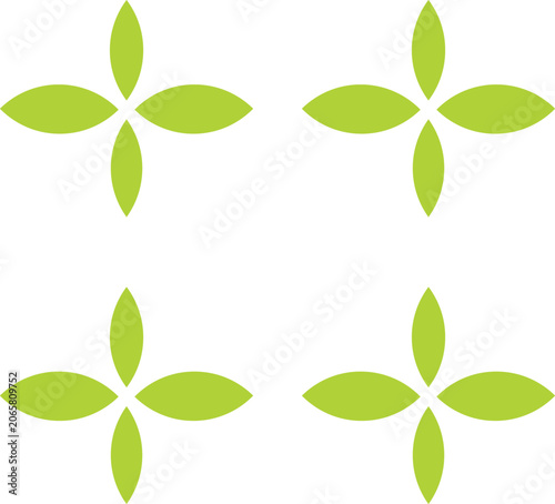 Abstract Green Leaf Floral Pattern Elements