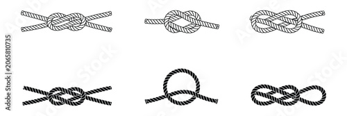 Obraz na plátne Rope knot guide featuring different knot types for sailing, climbing, camping, rescue operations, and outdoor adventure activities