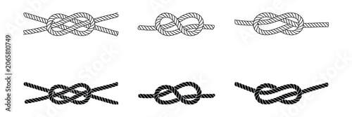 Obraz na plátně Rope knot collection showcasing essential sailing and climbing knots with instructional illustrations for boating, mountaineering, and survival skills