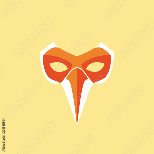 Abstract geometric bird mask, venetian carnival costume icon