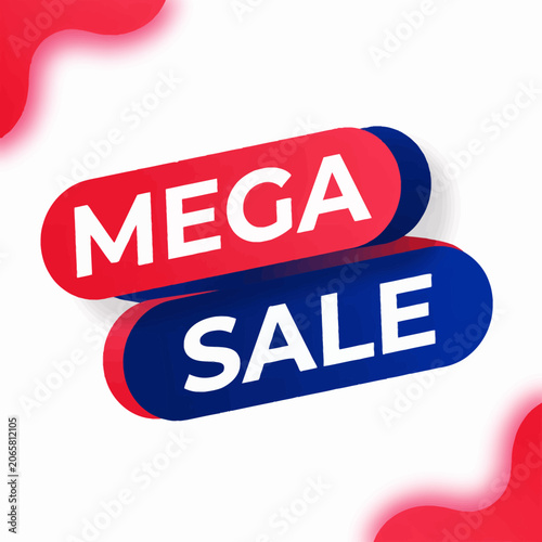 Colorful mega sale banner with bold text design elements