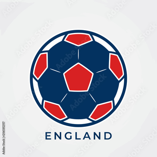 England soccer ball logo design featuring red and blue colors