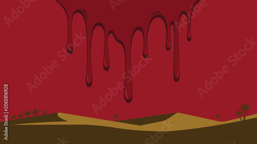 Bild auf Leinwand Muharram Ashura illustration with dripping blood over the desert