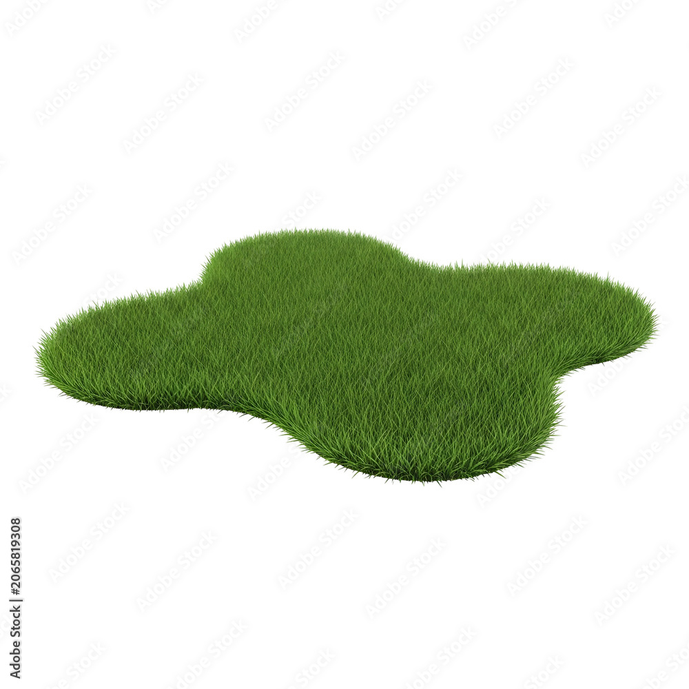 Fototapeta premium Green grass patch with natural texture isolated on transparent background