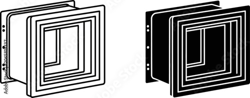 Photos Camera bellows extension in line art and silhouette for photography equipment or