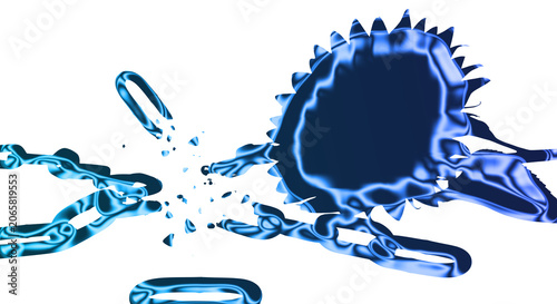 Fotografija Water splashes dynamically on transparent surface with drops flying everywhere q