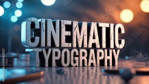 Cinematic Typography Title With Glowing Neon Lights On Dark Background