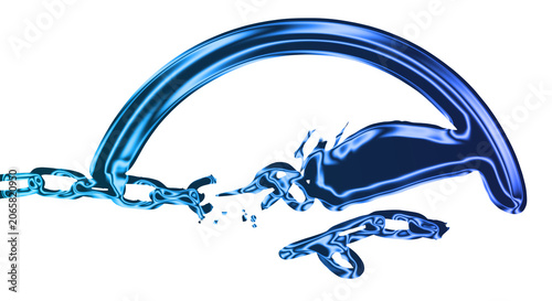 Foto A blue water splash breaks into droplets on a transparent surface