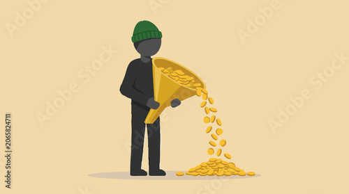 Photos Conceptual illustration of money funneling, financial fraud or profit scheme