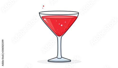 Red cocktail in a martini glass.