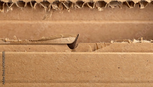 Close up of torn cardboard showing texture and layers suitable for design