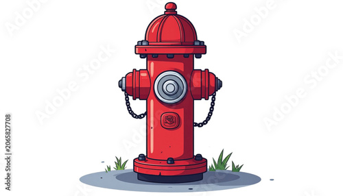 Red Fire Hydrant Closeup View.