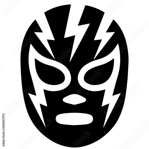 Canvas Print Lightning bolt design mexican wrestler mask with wrestler lightning silhouette w