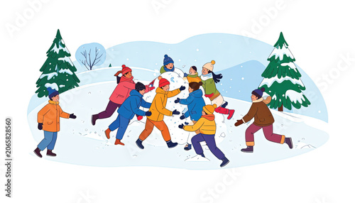 People dancing in winter clothes outdoors.
