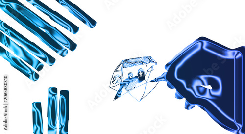 Bild auf Leinwand X-ray image of a skull and tools on a transparent background