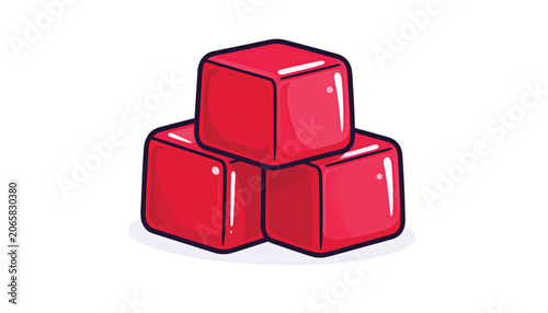 Red Ice Cubes Stacked Together.