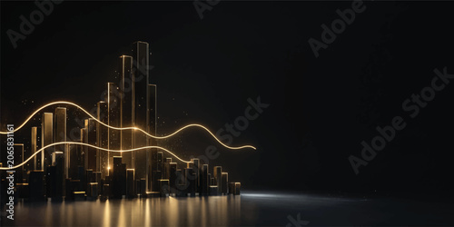 Photos Abstract city skyline with glowing lights and buildings in modern urban night il