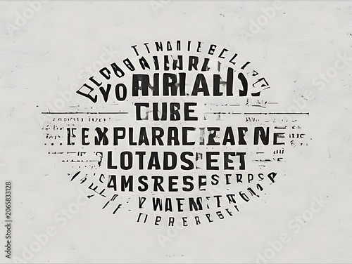 Abstract typography design with word exploration.