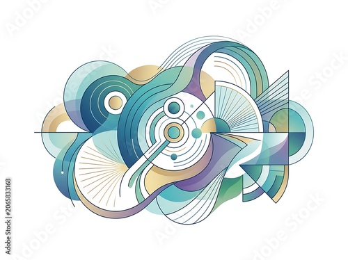 Abstract vector illustration of a colorful brain with gears.