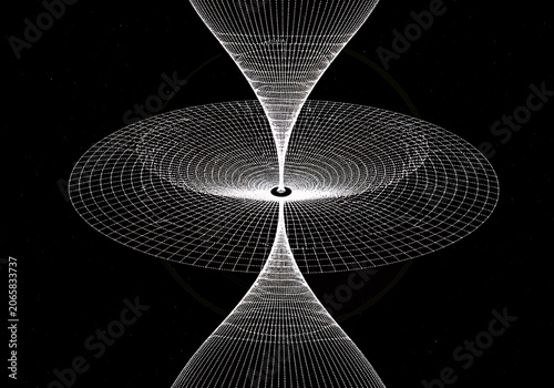 Conceptual illustration of a wormhole in spacetime