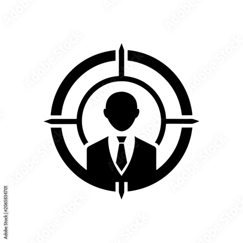 Businessman icon inside a target crosshair Vector