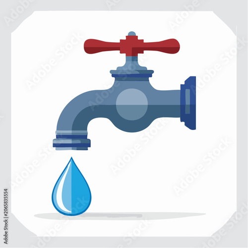 Water Faucet Dripping a Single Water Drop