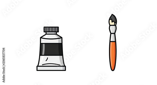 Paint tube and brush art supplies.