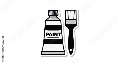 Paint tube and brush set.