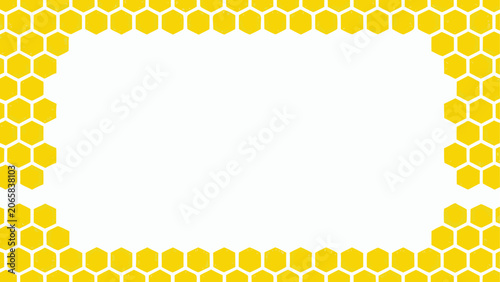 Yellow honeycomb pattern frame border Vector