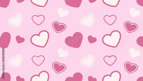 Seamless pattern with cute pink hearts Vector