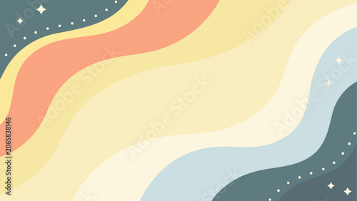 Abstract wavy lines with stars background Vector