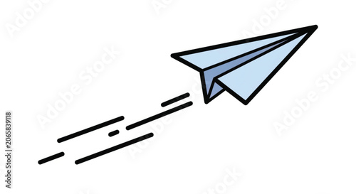 Paper airplane in mid flight motion.